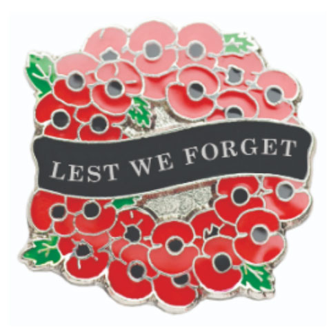 Lest We Forget Wreath Pin Badge